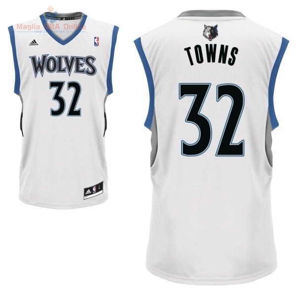 Acquista Maglia NBA Minnesota Timberwolves #32 Karl Anthony Towns Bianco