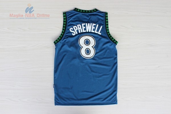 Acquista Maglia NBA Minnesota Timberwolves #8 Latrell Sprewell Retro Blu