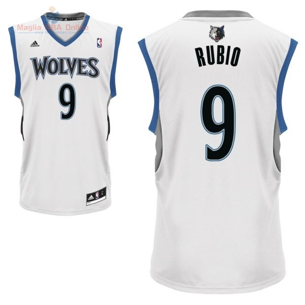 Acquista Maglia NBA Minnesota Timberwolves #9 Ricky Rubio Bianco