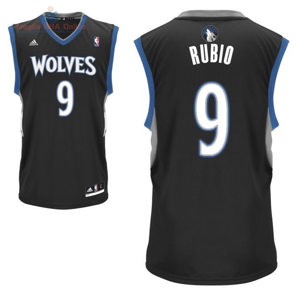 Acquista Maglia NBA Minnesota Timberwolves #9 Ricky Rubio Nero