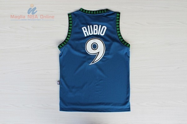 Acquista Maglia NBA Minnesota Timberwolves #9 Ricky Rubio Retro Blu