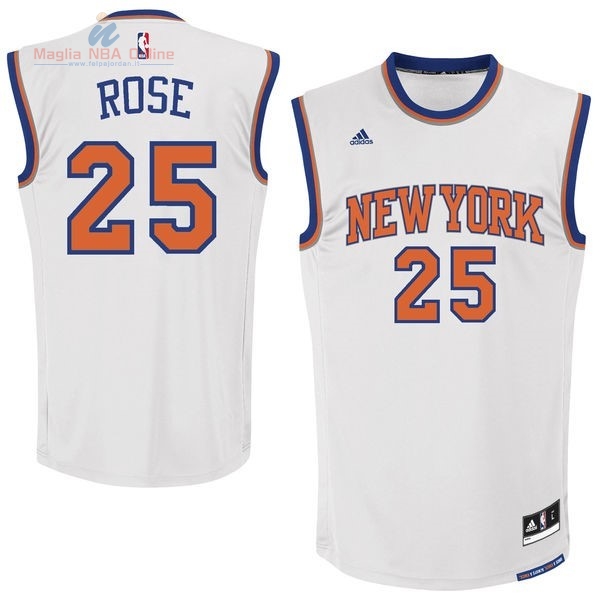 Acquista Maglia NBA New York Knicks #25 Derrick Rose Bianco