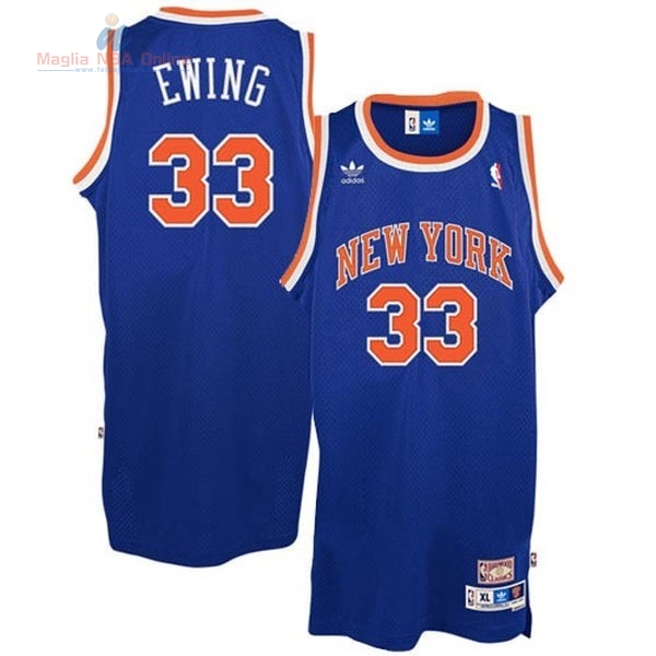 Acquista Maglia NBA New York Knicks #33 Patrick Ewing Blu