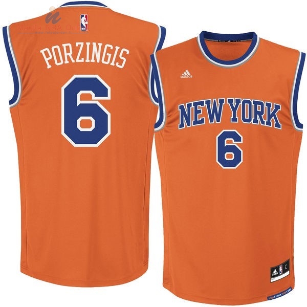 Acquista Maglia NBA New York Knicks #6 Kristaps Porzingis Arancia
