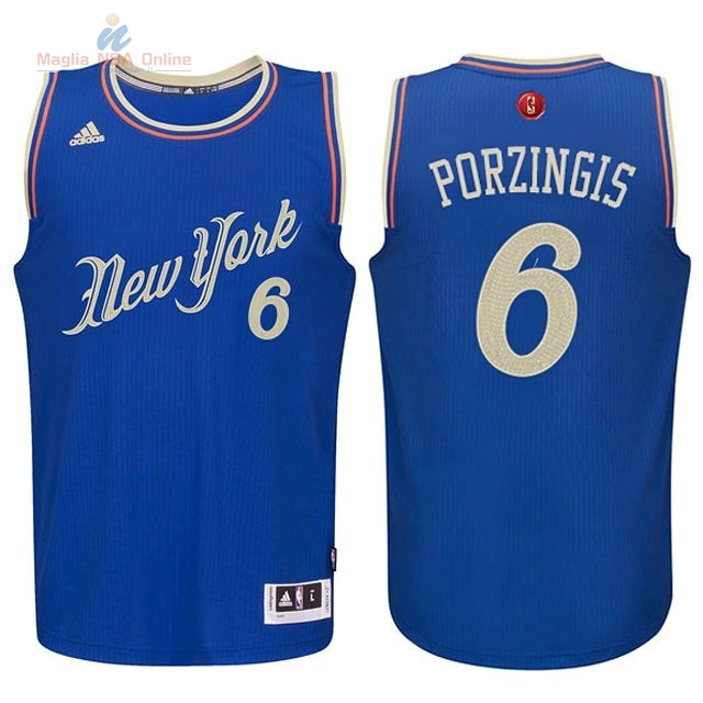 Acquista Maglia NBA New York Knicks 2015 Natale #6 Porzingis Blu