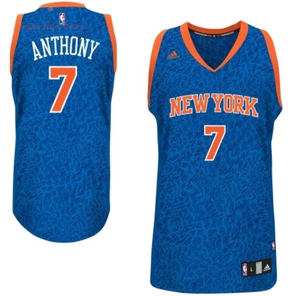 Acquista Maglia NBA New York Knicks Luce Leopard #7 Anthony Blu