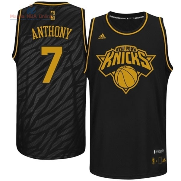Acquista Maglia NBA New York Knicks Moda Metalli Preziosi #7 Anthony Nero
