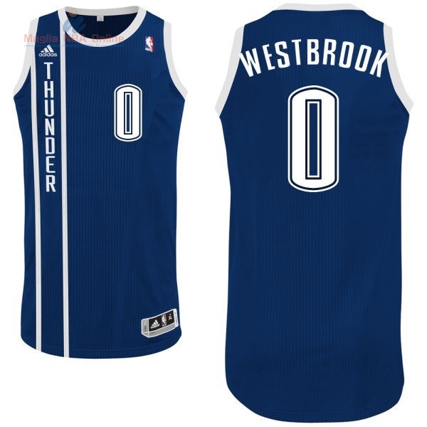 Acquista Maglia NBA Oklahoma City Thunder #0 Russell Westbrook Retro Blu