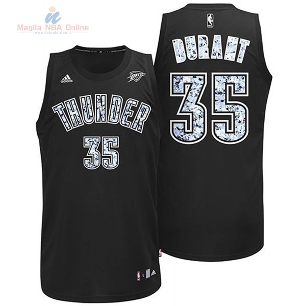 Acquista Maglia NBA Oklahoma City Thunder #35 Kevin Durant Nero Bianco