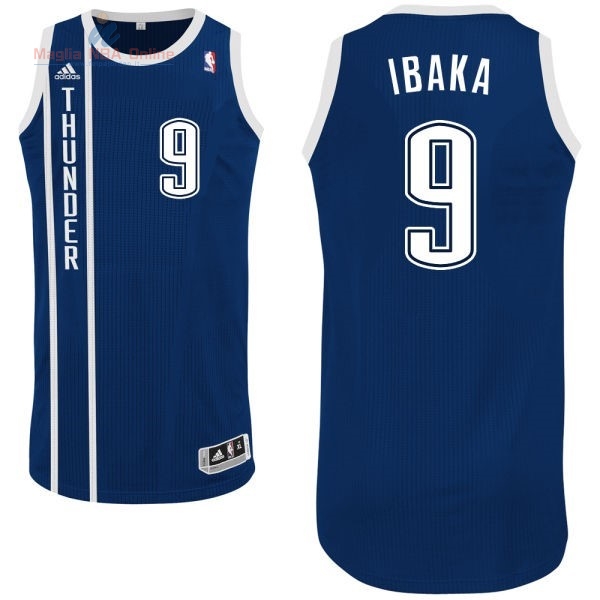 Acquista Maglia NBA Oklahoma City Thunder #9 Serge Ibaka Retro Blu