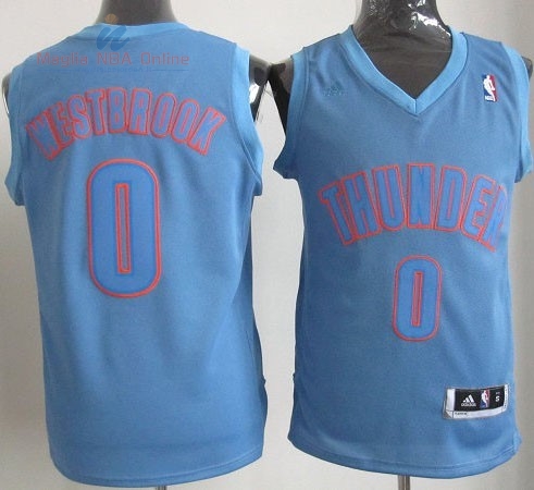 Acquista Maglia NBA Oklahoma City Thunder 2012 Natale #0 Westbrook Blu