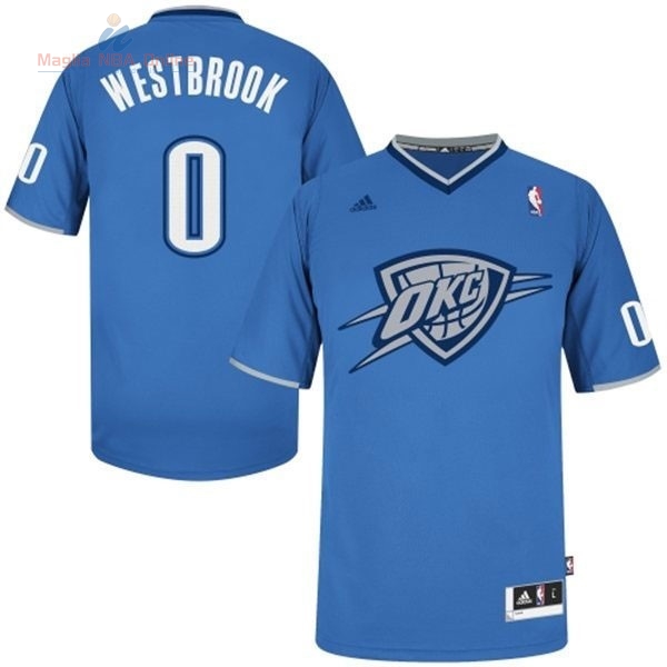 Acquista Maglia NBA Oklahoma City Thunder 2013 Natale #0 Westbrook Blu