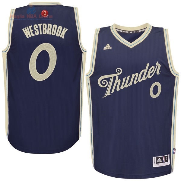 Acquista Maglia NBA Oklahoma City Thunder 2015 Natale #0 Westbrook Blu