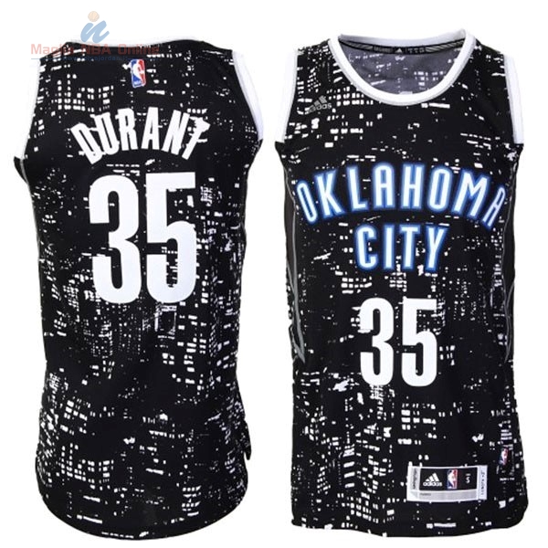 Acquista Maglia NBA Oklahoma City Thunder Luci Della Città #35 Durant Nero