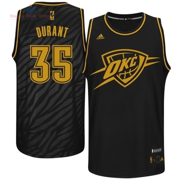 Acquista Maglia NBA Oklahoma City Thunder Moda Metalli Preziosi #35 Durant Nero