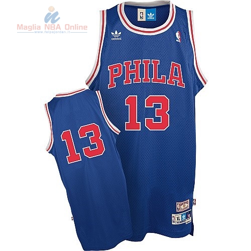 Acquista Maglia NBA Philadelphia Sixers #13 Wilt Chamberlain Blu