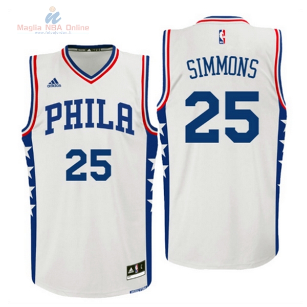 Acquista Maglia NBA Philadelphia Sixers #25 Ben Simmons 2016 Bianco
