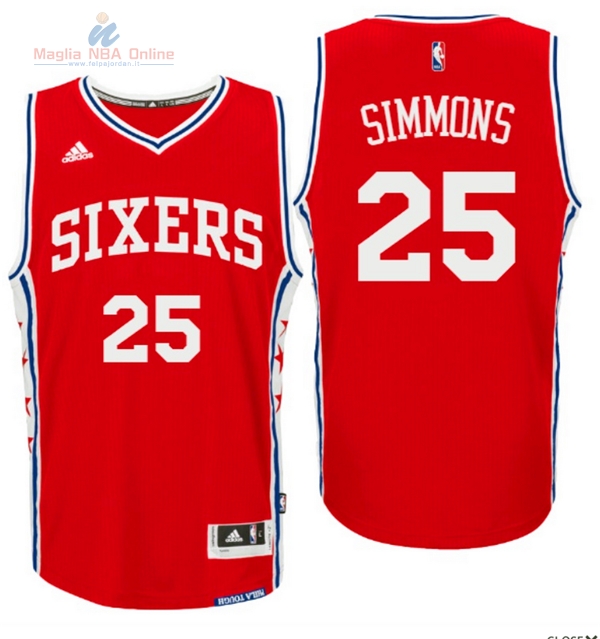Acquista Maglia NBA Philadelphia Sixers #25 Ben Simmons 2016 Rosso