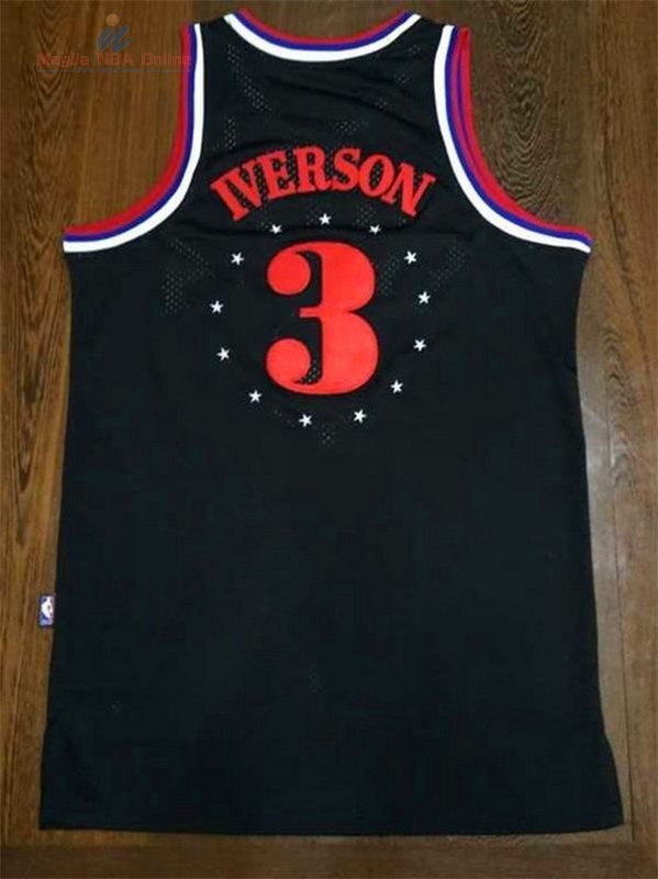 Acquista Maglia NBA Philadelphia Sixers #3 Allen Iverson 64 Retro Nero