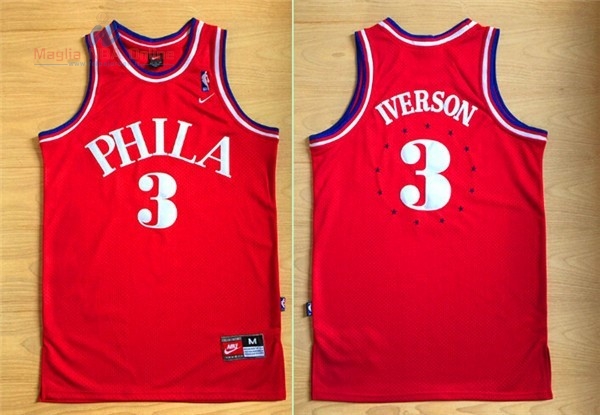 Acquista Maglia NBA Philadelphia Sixers #3 Allen Iverson 64 Retro Rosso