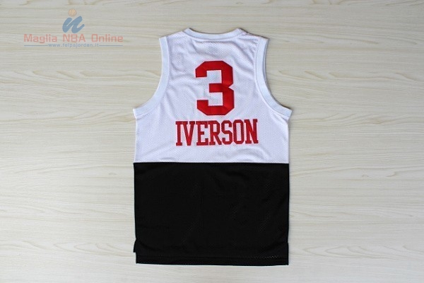 Acquista Maglia NBA Philadelphia Sixers #3 Allen Iverson Retro Bianco Nero