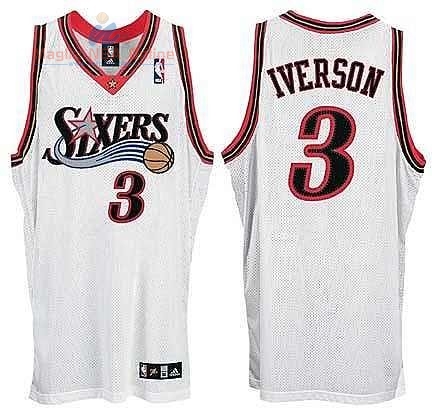 Acquista Maglia NBA Philadelphia Sixers #3 Allen Iverson Retro Bianco