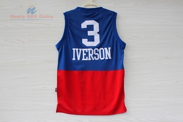 Acquista Maglia NBA Philadelphia Sixers #3 Allen Iverson Retro Blu Rosso