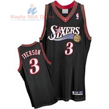 Acquista Maglia NBA Philadelphia Sixers #3 Allen Iverson Retro Nero