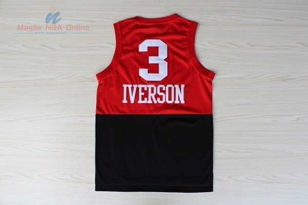 Acquista Maglia NBA Philadelphia Sixers #3 Allen Iverson Retro Rosso Nero