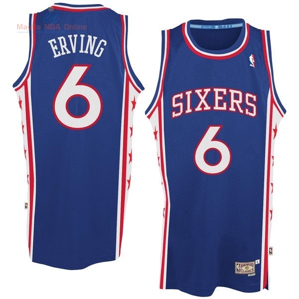 Acquista Maglia NBA Philadelphia Sixers #6 Julius Erving Blu