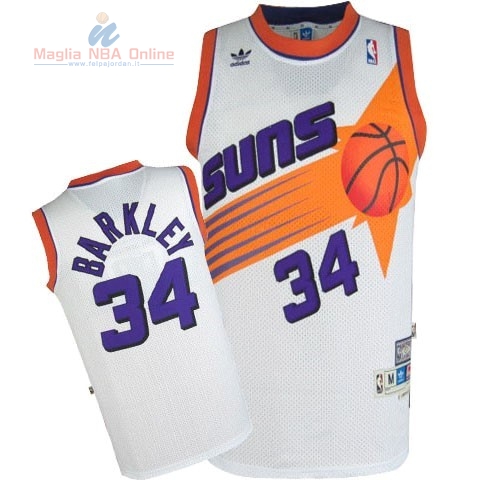 Acquista Maglia NBA Phoenix Suns #34 Charles Barkley Bianco