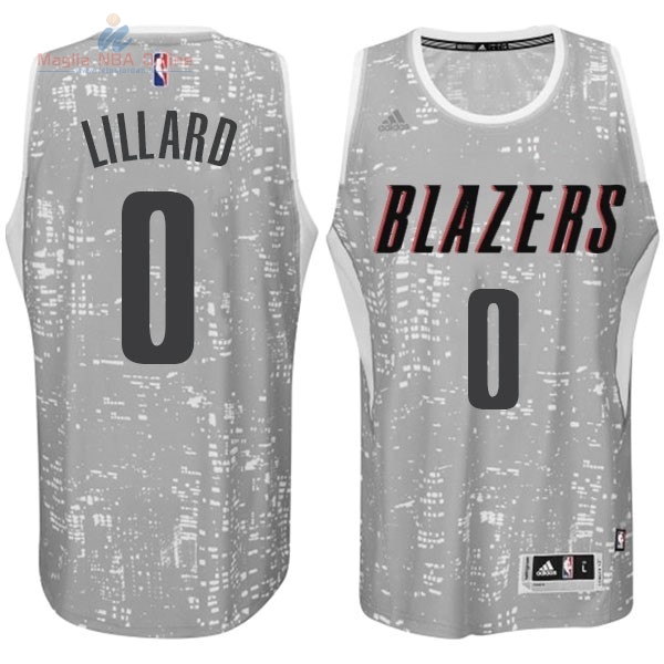 Acquista Maglia NBA Portland Trail Blazers Luci Della Città #0 Lillard Grigio