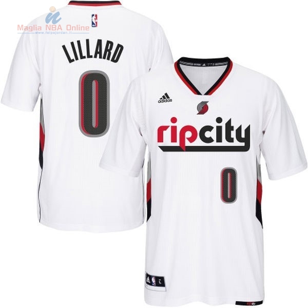 Acquista Maglia NBA Portland Trail Blazers Manica Corta #0 Damian Lillard Bianco