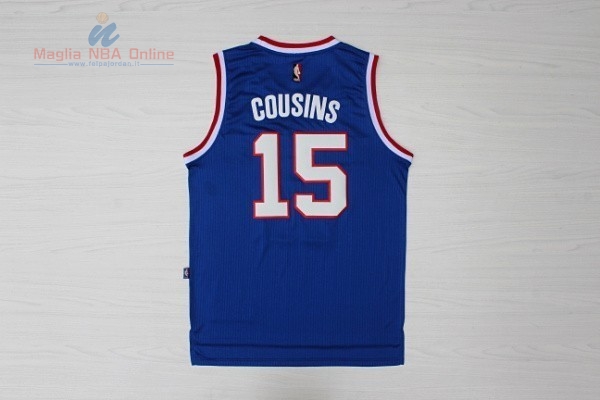 Acquista Maglia NBA Sacramento Kings #15 DeMarcus Cousins Retro Blu