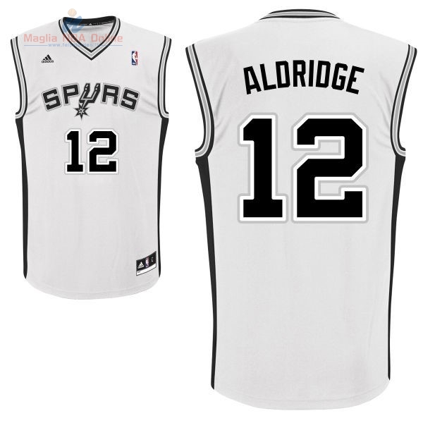 Acquista Maglia NBA San Antonio Spurs #12 LaMarcus Aldridge Bianco