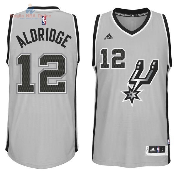 Acquista Maglia NBA San Antonio Spurs #12 LaMarcus Aldridge Grigio