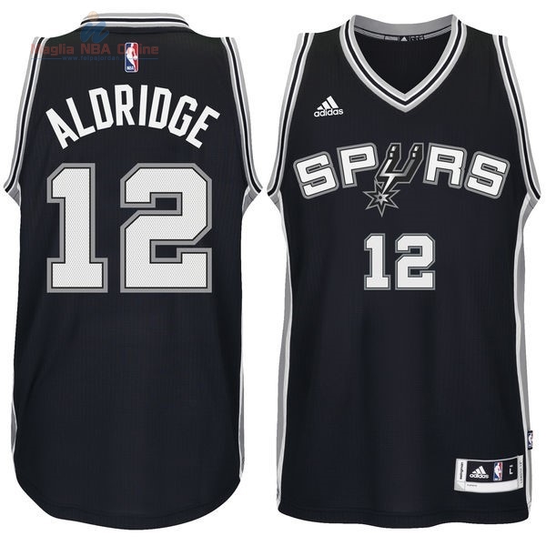 Acquista Maglia NBA San Antonio Spurs #12 LaMarcus Aldridge Nero