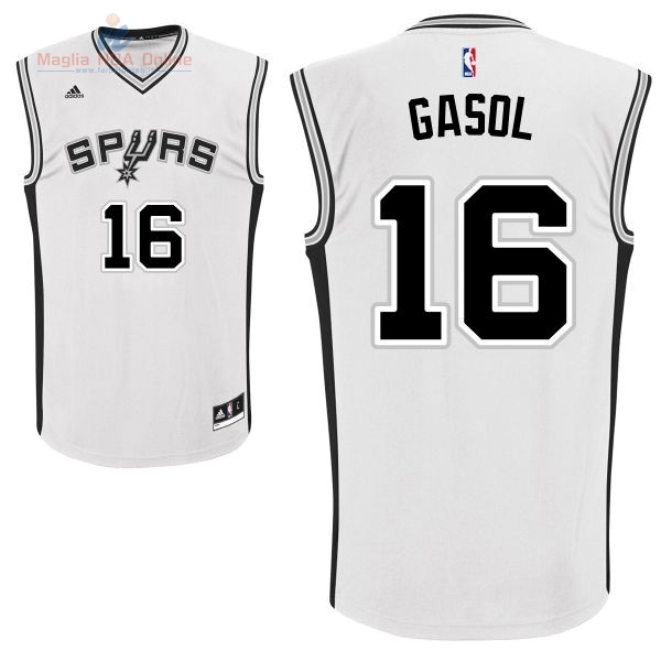 Acquista Maglia NBA San Antonio Spurs #16 Pau Gasol Bianco