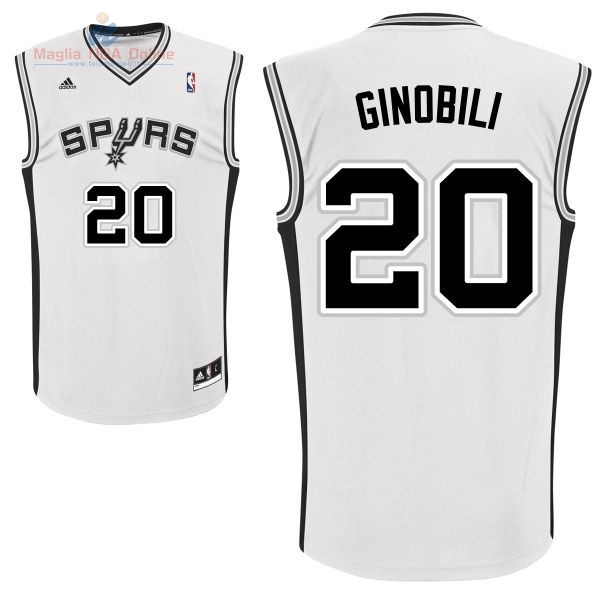 Acquista Maglia NBA San Antonio Spurs #20 Manu Ginóbili Bianco