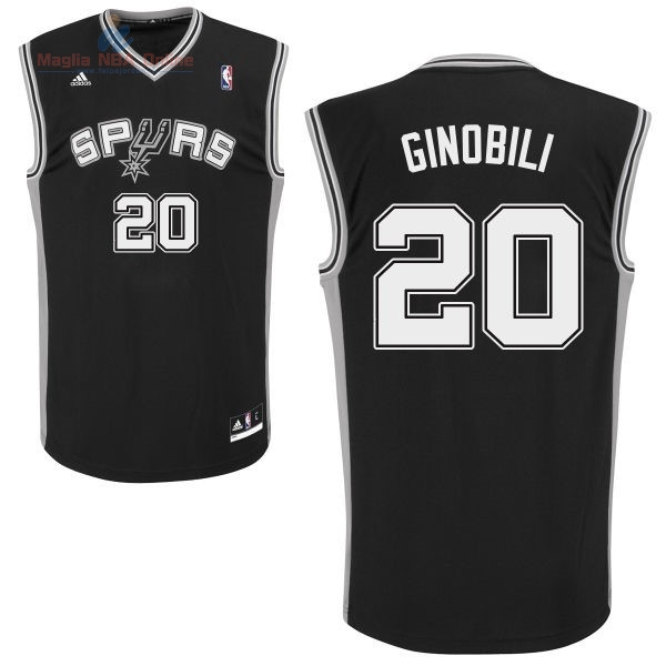 Acquista Maglia NBA San Antonio Spurs #20 Manu Ginóbili Nero