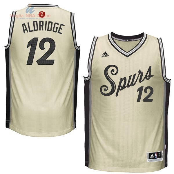 Acquista Maglia NBA San Antonio Spurs 2015 Natale #12 Alorioge Bianco