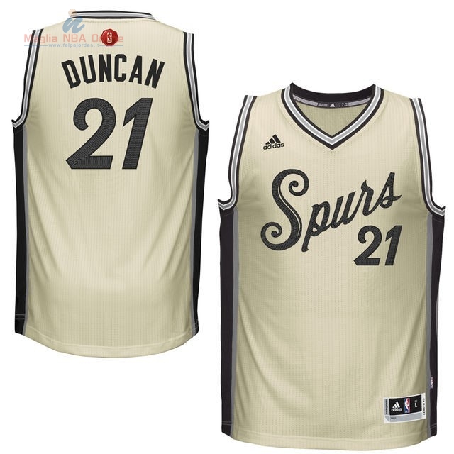 Acquista Maglia NBA San Antonio Spurs 2015 Natale #21 Duncan Bianco