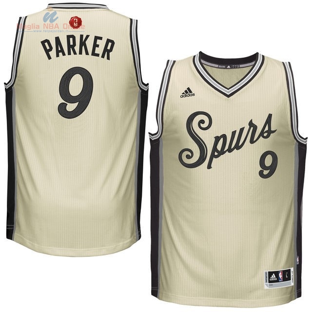 Acquista Maglia NBA San Antonio Spurs 2015 Natale #9 Parker Bianco