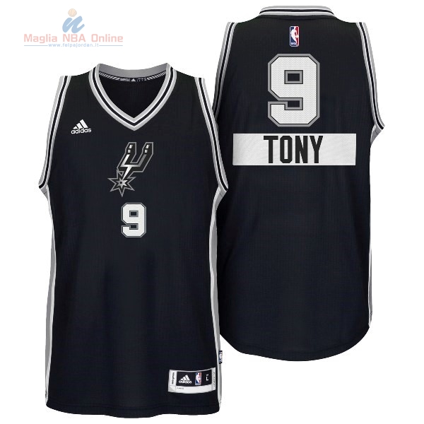 Acquista Maglia NBA San Antonio Spurs Blazers 2014 Natale #9 Tony Nero
