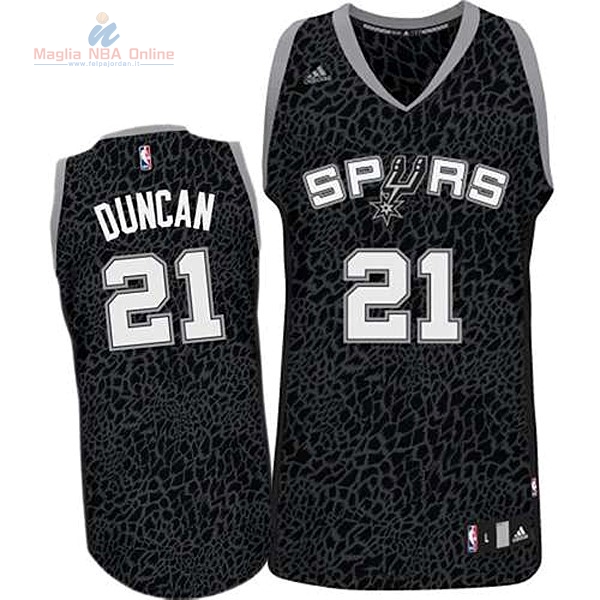 Acquista Maglia NBA San Antonio Spurs Luce Leopard #21 Duncan Nero