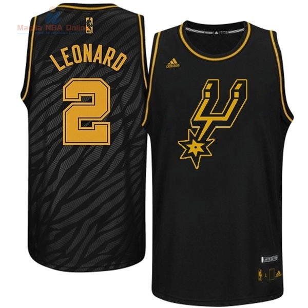 Acquista Maglia NBA San Antonio Spurs Moda Metalli Preziosi #2 Leonard Nero