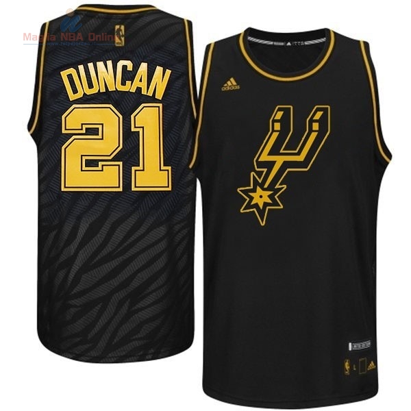 Acquista Maglia NBA San Antonio Spurs Moda Metalli Preziosi #21 Duncan Nero