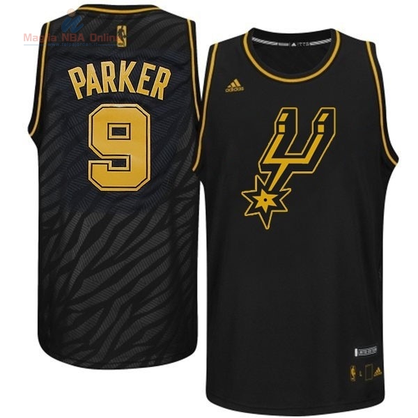 Acquista Maglia NBA San Antonio Spurs Moda Metalli Preziosi #9 Parker Nero