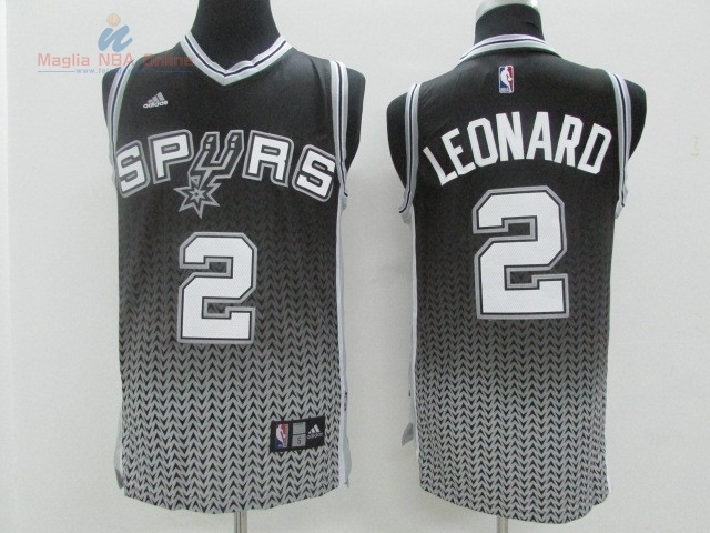 Acquista Maglia NBA San Antonio Spurs Moda Risuonare #2 Leonard Grigio