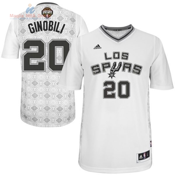 Acquista Maglia NBA San Antonio Spurs Notti Latine Manica Corta #20 Ginobili Bianco